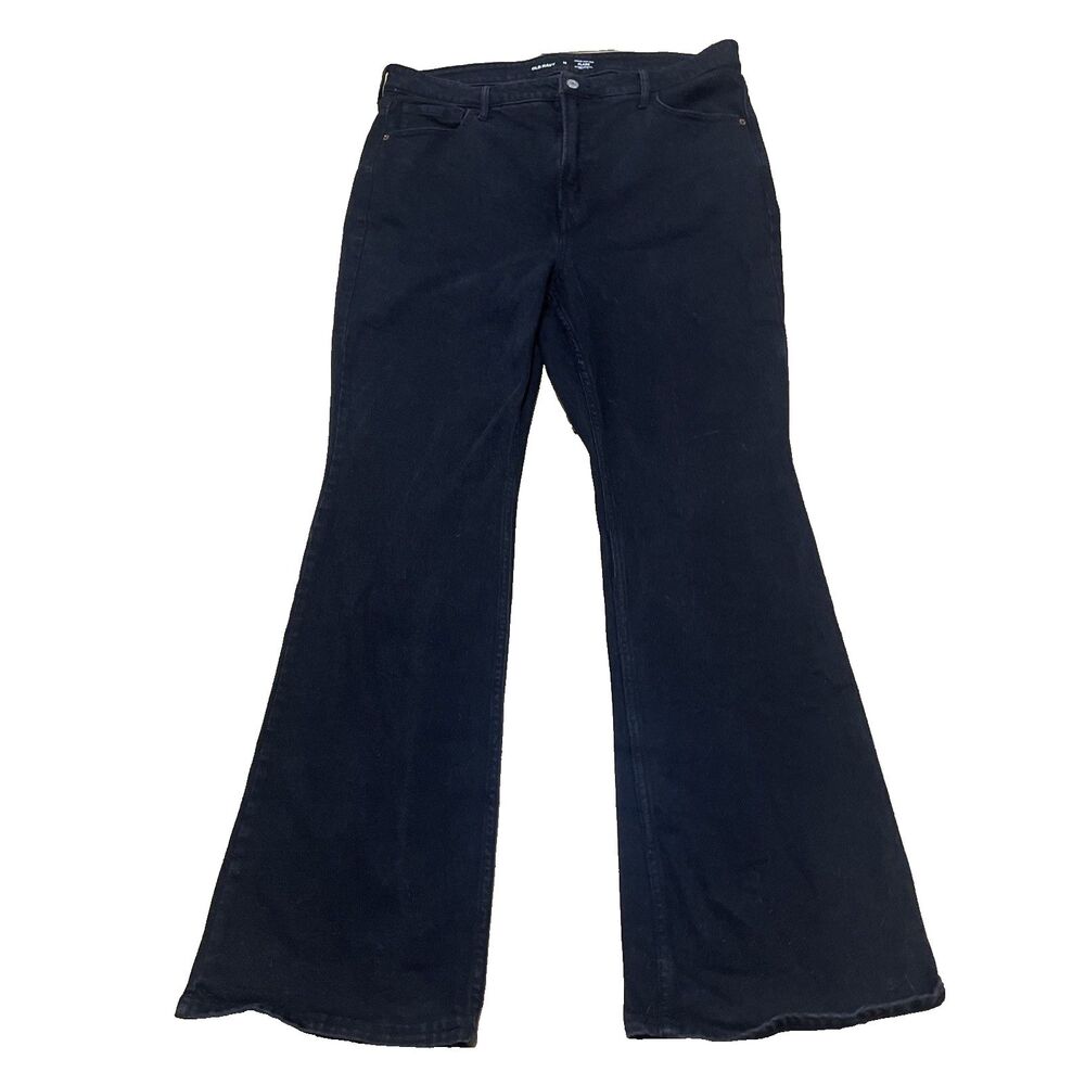 Old Navy Jeans Women 16 Black Higher High Rise Flare Denim Secret Smooth Pockets